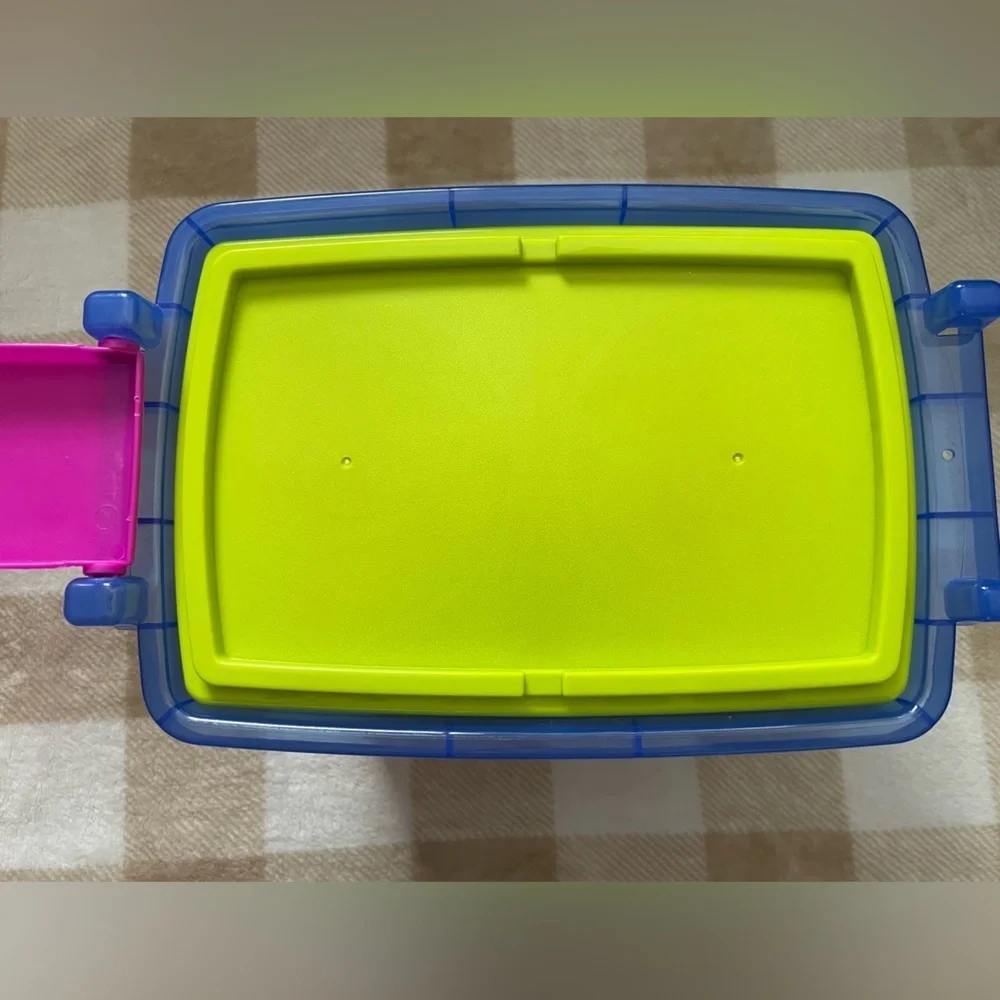 Lollipop 62 Piece Block Set with Toy Block Storage Box with Pink Wheels